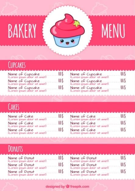 Pink Bakery Menu Vector Premium Download