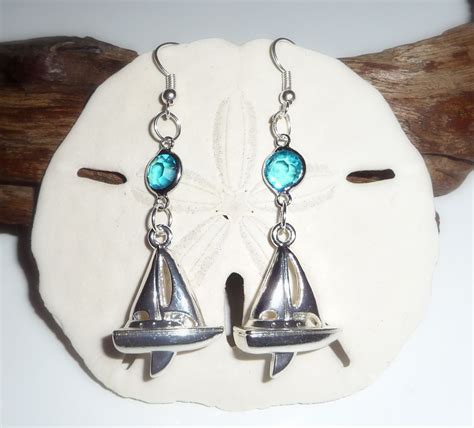 Sailboat Earrings Etsy Earrings Dangle Nautical Jewelry Swarovski