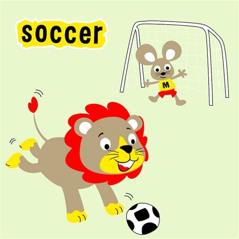 Premium Vector Animals Soccer Match Vector Cartoon Illustration