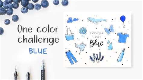 Everything Blue One Color Doodle Challenge Series How To Draw Blue