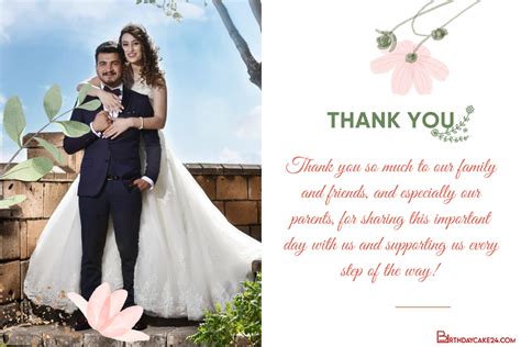 Wedding Thank You Card With Thank You Note And Photo Wedding Wedding Thank You Cards Wedding