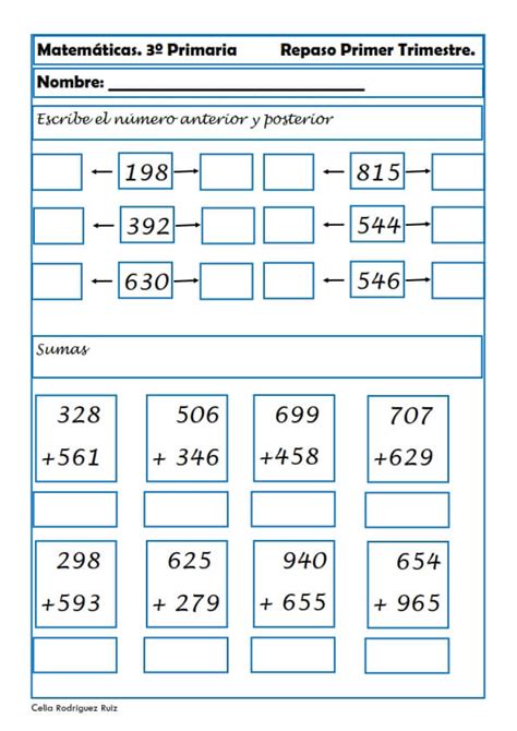 Fichas De Matemáticas Para Tercero De Primaria