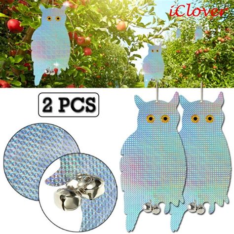2 Packs Owl Bird Scare Hanging Repellent Device Holographic