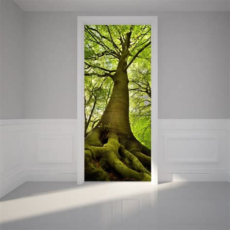 Door Wall Sticker Old Tree Peel And Stick Repositionable Fabric Mural