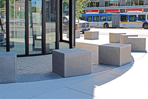 Cube Style Solid Precast Concrete Seating Bench Vancouver Bc