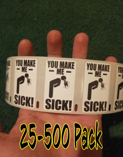 you make me sick 25 500 pack puke stickers gag prank decal labels lo lol lolo ebay