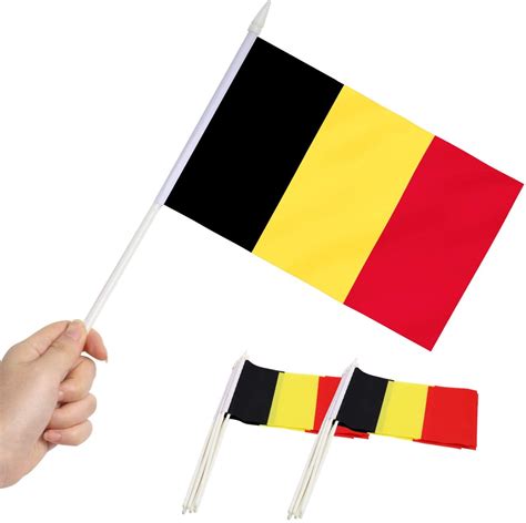 Anley Belgium Mini Flag 12 Pack Hand Held Small Miniature Belgian
