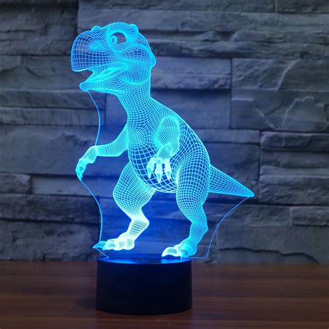 7 Changing Colors Tyrannosaurus Rex Dinosaur 3d Led Lamp Animal Night