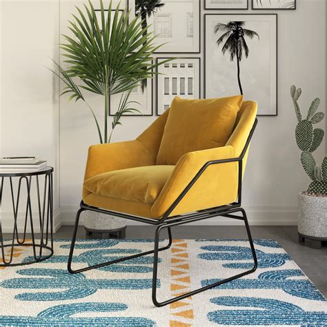 Free 2 Day Shipping Buy Dhp Avery Accent Chair Mustard Yellow Velvet