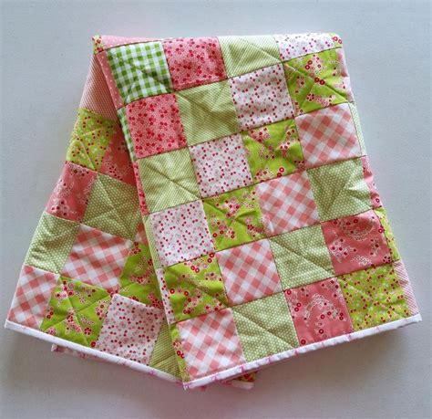 Precious Pink And Green Baby Girl Quilt Baby Quilt Pink Etsy Baby