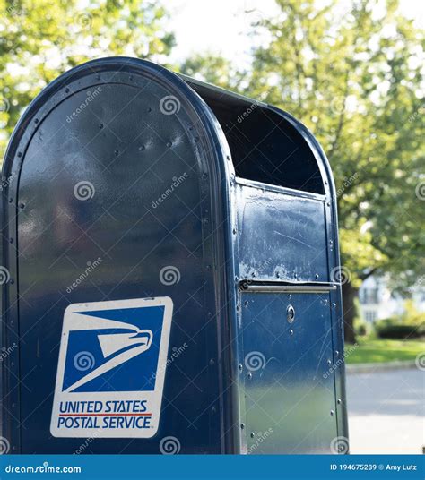 USPS Mailbox on Suburban Street Corner Editorial Stock Image - Image of