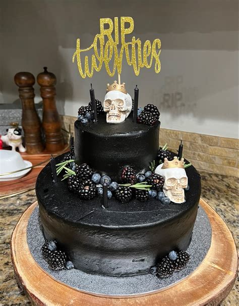 Rip Twenties Birthday Cake Cake Black Frosting White Cake