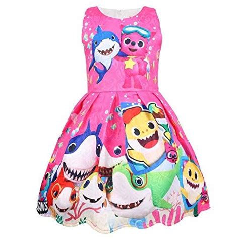 Coralup Toddler Girls Baby Shark Sleeveless Party Dress Casual Dresses