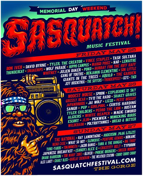 Some of the dates are tentative at this stage. 10 Artists to See at Sasquatch! Music Fest 2018 ...