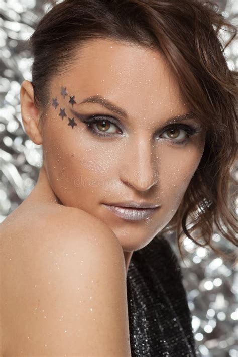 Eye Makeup Woman With Decorative Stars Perfect Makeup Beauty Fashion