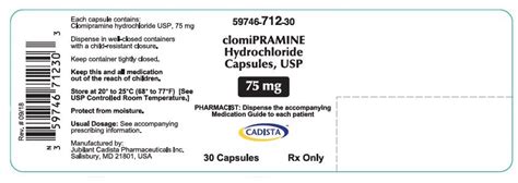 Clomipramine Hydrochloride Capsules Usp25 Mg 50 Mg And 75 Mgrx Only