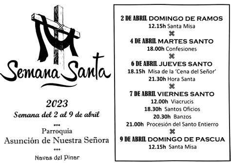 Horarios De Semana Santa 2023 Navas Del Pinar