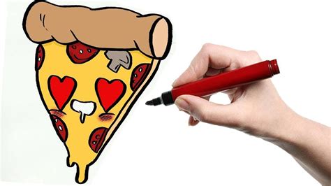 how to draw a kawaii pizza slice easy drawing tutorial КАК НАРИСОВАТЬ МИЛУЮ КАВАЙНУЮ ПИЦЦУ youtube