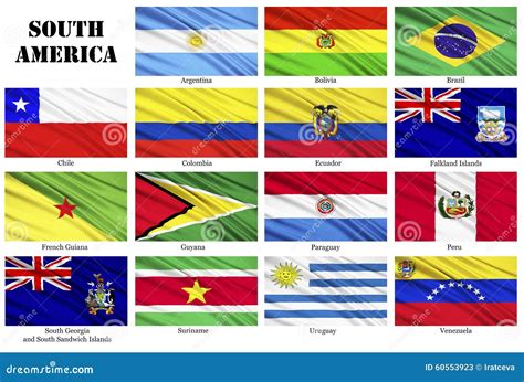 Set Of Flags Of South American Countries In Alphabetical Order Royalty