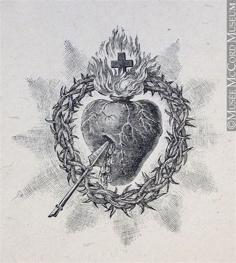 An Old Drawing Of A Heart Surrounded By Barbed Wire And Cross On The