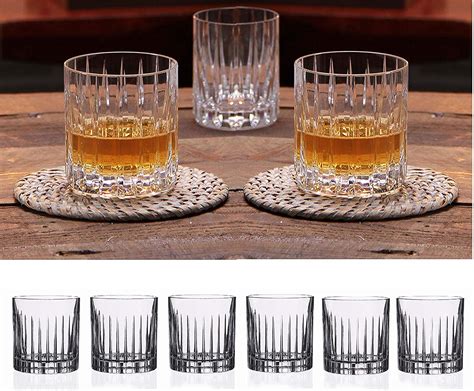 Double Old Fashioned Crystal Glasses Set Of 6 Whiskey Glasses Perfect For Serving Scotch