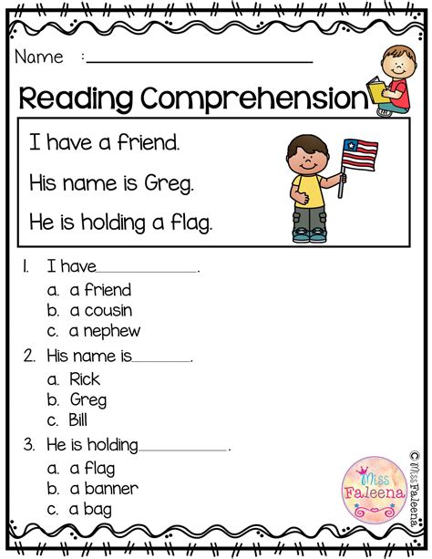 Kindergarten Reading Comprehension Worksheets Reading Comprehension
