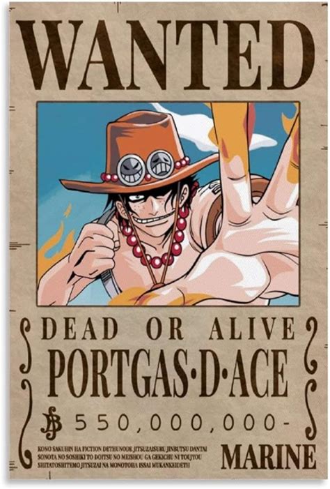 One Piece Wanted Poster Ace Bounty In Anime Retro Poster One The Best