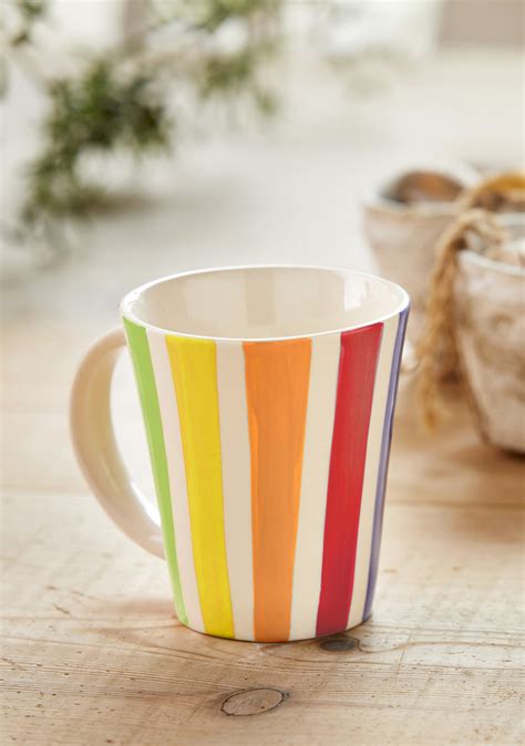 Hand Painted Rainbow Carnival Stripe Mug Fl Oz Tableware Hand