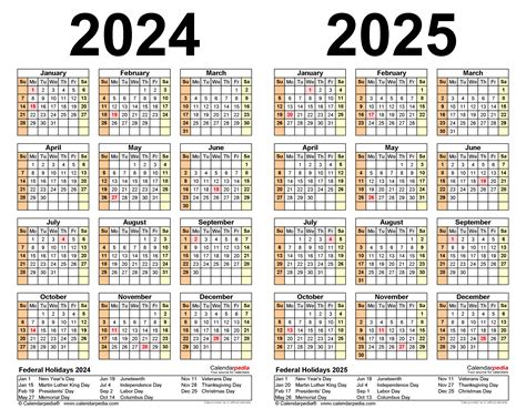 2024 2025 Two Year Calendar Free Printable Pdf Templates Images And
