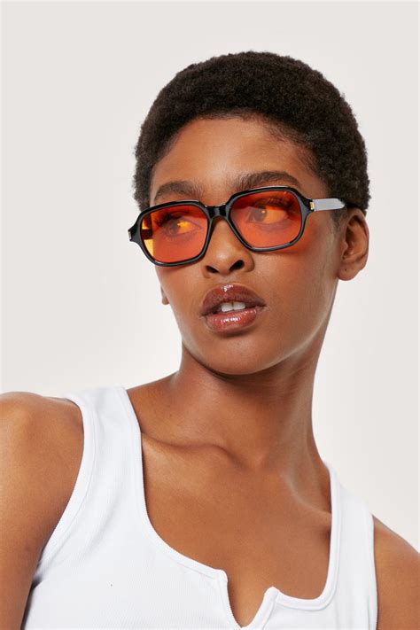 Orange Tinted Thick Frame Sunglasses Nasty Gal