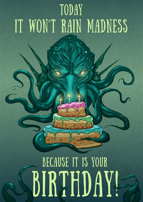 Cthulhu Birthday Card Lovecraft Birthday Card Nerdy Birthday Etsy