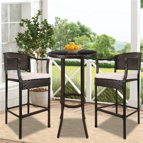 High Top Outdoor Patio Furniture 3 Piece Patio Bar Height Bistro Set