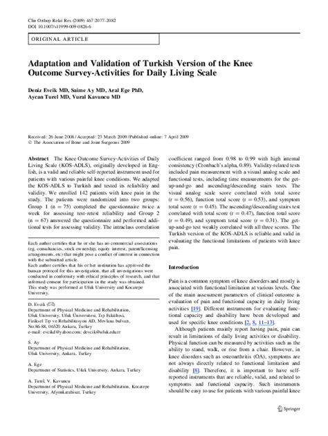 Pdf Adaptation And Validation Of The Turkish Version Of The