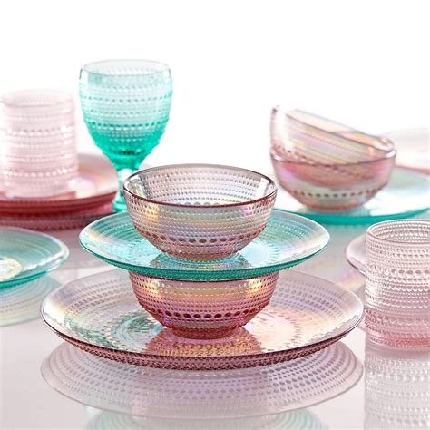 Pink Iridescent Bead Pressed Glass 4 Small Bowls Lenox Corporation