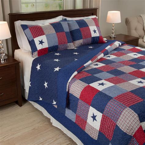 Red White And Blue American Flag Stars And Stripes Patriotic Twin Quilt