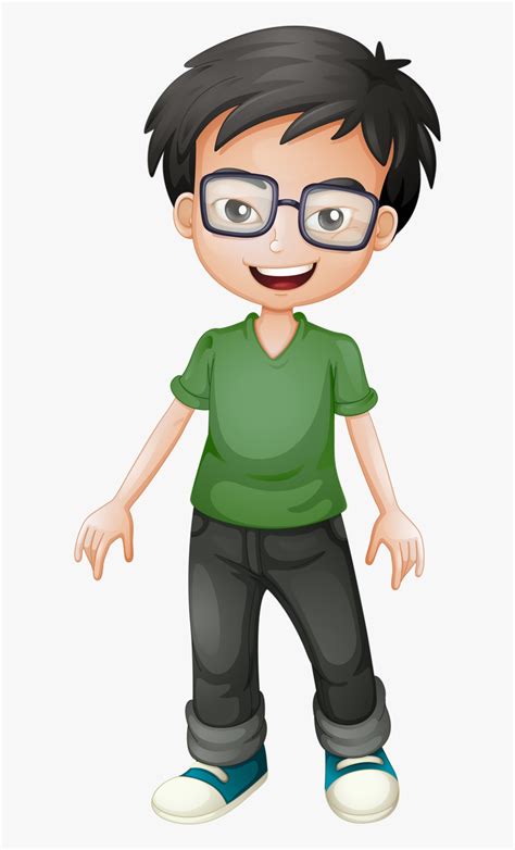 Dall Clipart Boy Doll Boy Cartoon With Glasses Transparent Png