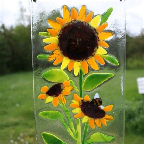 Sunflower Fused Glass Panel