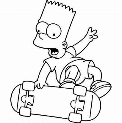 Bart Coloring Simpson Simpsons Skateboard Drawings Cartoon