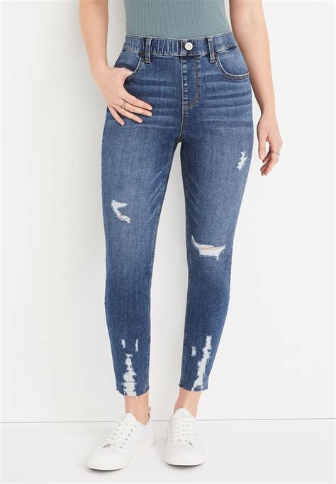 m jeans by maurices™ cool comfort pull on super high rise ripped ankle jegging in 2022 ripped
