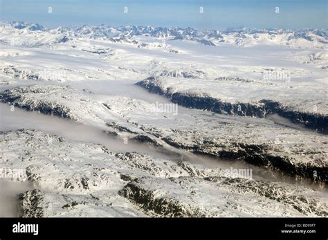 Aerial View Snowy Landscape Stock Photo Alamy