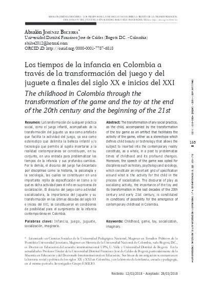 Los Tiempos De La Infancia En Colombia A Través De La Transformación