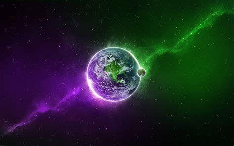 Green And Purple Earth Wallpaper Earth Color Planet Hd Wallpaper