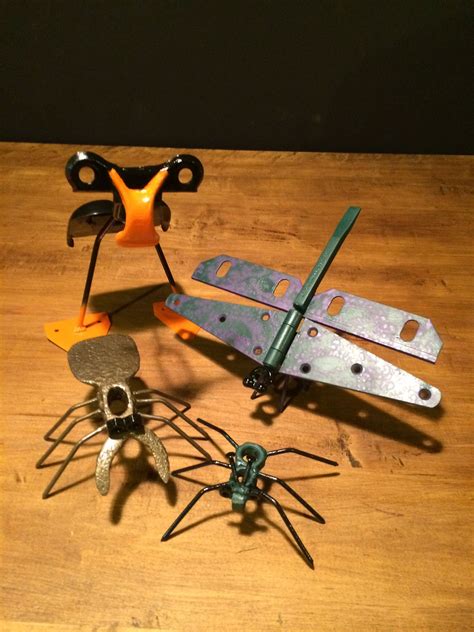 Baby shovel bird, two garden bugs and a dragonfly. | Junk metal art
