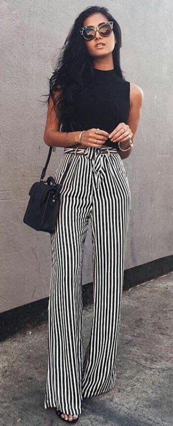 Black And White Striped Pants Outfit Ideas