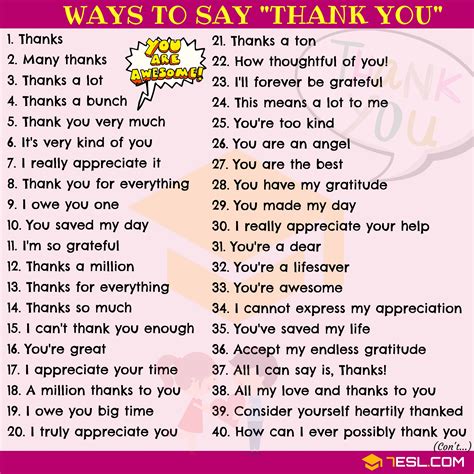 65 Other Ways To Say Thank You In Speaking And Writing 7esl Maria