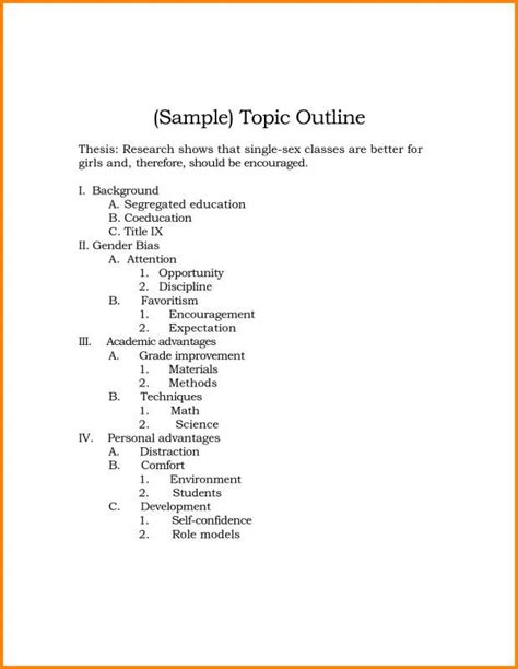 Outline Format Template Academic