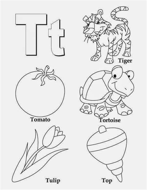 Kids Page Alphabet Letter T Worksheet Printable Coloring Worksheets