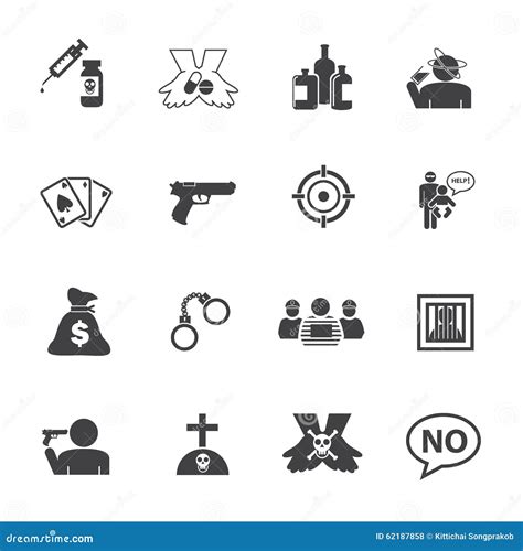 Crime Set Icons In Black Style Big Collection Of Crime Symbol Cartoon Vector Cartoondealer