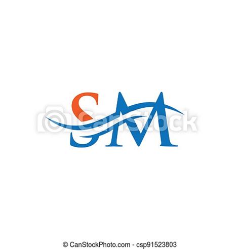 Premium Letter Sm Logo Design With Water Wave Concept Sm Letter Logo