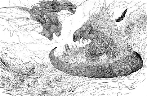Godzilla Mothra And King Ghidorah Inks By Pixelated Takkun On Deviantart